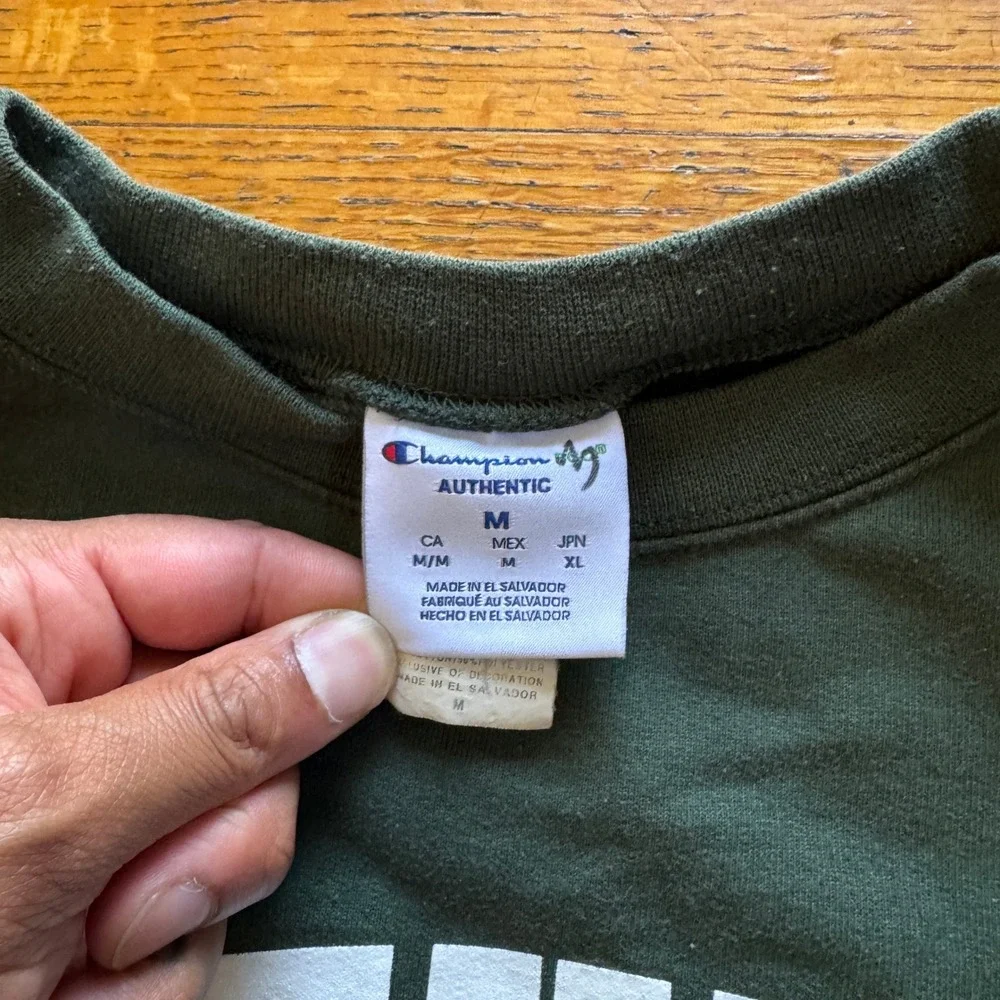Champion Authentic Green Natural Graphic Crewneck‎ Sweatshirt Unisex Medium